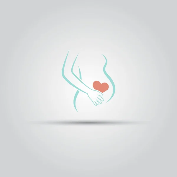 Silhouette della donna incinta isolato logo vettoriale — Vettoriale Stock