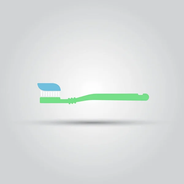 Tandenborstel met tandpasta geïsoleerde vector icon — Stockvector