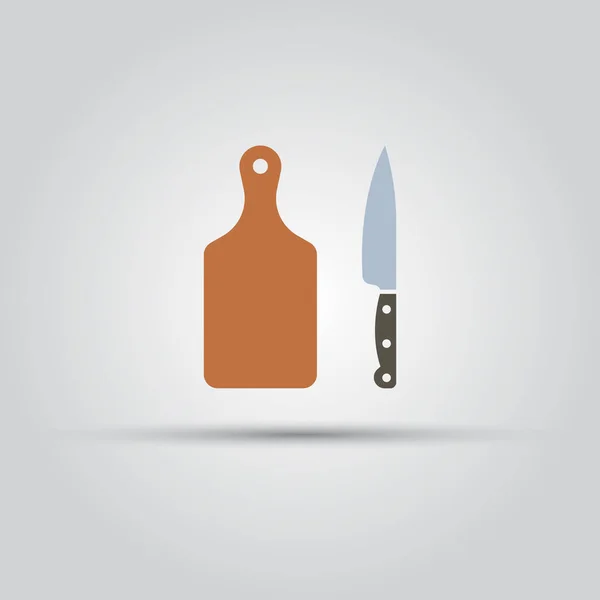 Tabla de cortar y cuchillo de cocina vector icono — Archivo Imágenes Vectoriales