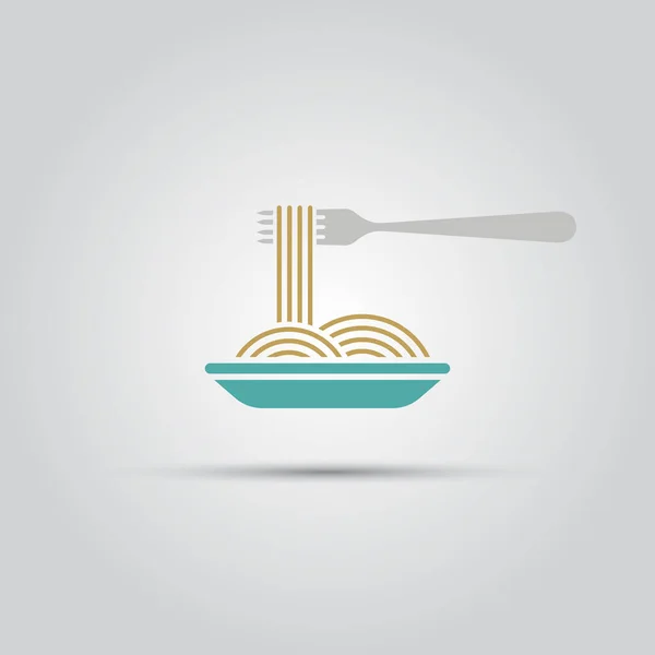 Espaguetis y tenedor aislado icono de color vector — Vector de stock