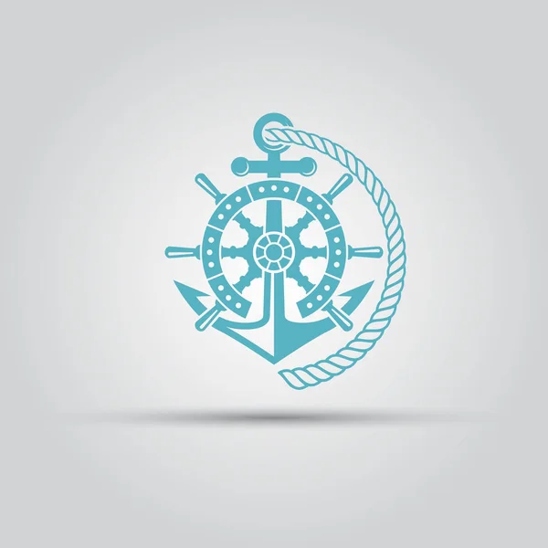 Emblema nautico con ancora, vettore isolato di corda — Vettoriale Stock