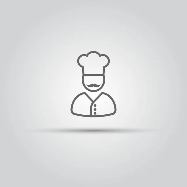 Chef con bigote aislado icono de línea vectorial — Vector de stock