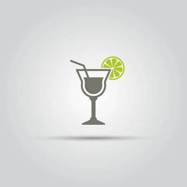 Cocktail com fatia de limão ícone vetorial isolado —  Vetores de Stock