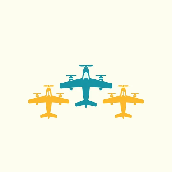 Drei fliegende Flugzeuge isolierte Vektorsymbole — Stockvektor