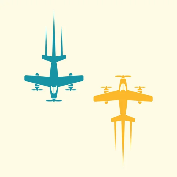 Два самолета изолированных векторных цветных объектов — стоковый вектор