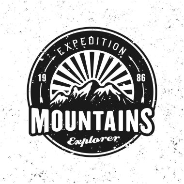 Dağlar sefer siyah vektör yuvarlak rozeti