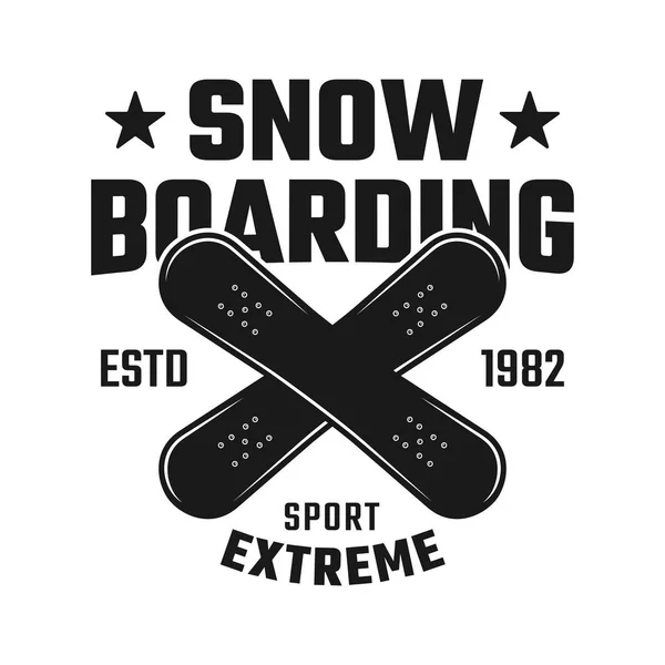 Snowboard emblema vectorial con dos tableros cruzados — Vector de stock