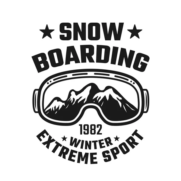 Snowboarden vector embleem met skibril — Stockvector