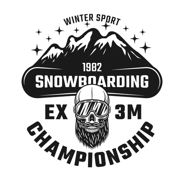 Snowboard emblema vector campeonato — Vector de stock