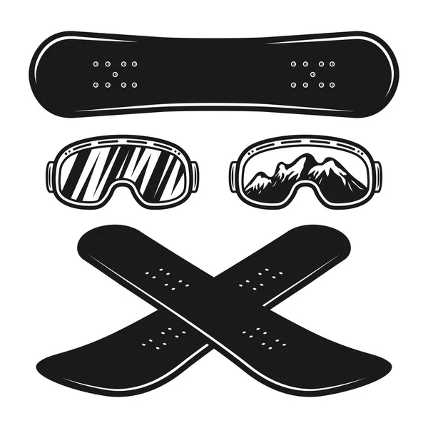 Equipo de snowboard conjunto de objetos vectoriales — Vector de stock