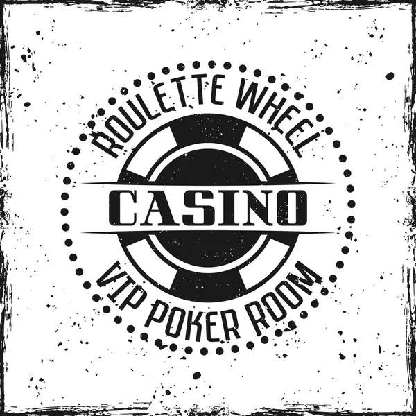 Insignia redonda de Casino o emblema sobre fondo grunge — Vector de stock