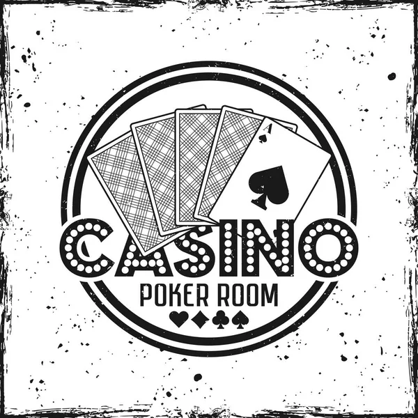 Insignia redonda de vector de Casino con cartas de juego — Vector de stock