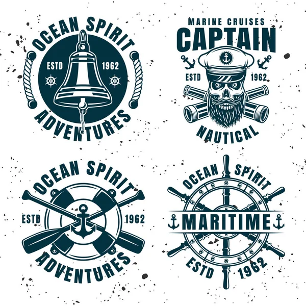 Set of four nautical vintage vector emblems — Stock Vector
