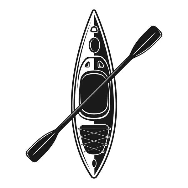 Barca kayak con pagaia vettore illustrazione nera — Vettoriale Stock