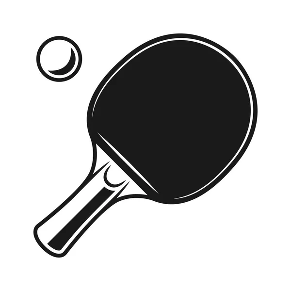 Raquette pour objets ping pong et ball vector noir — Image vectorielle