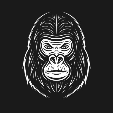 Goril yüz vektör çizim koyu zemin üzerinde
