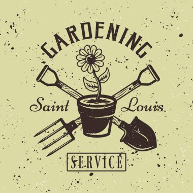 Hizmet vektör amblemi saksıyı ile Bahçe