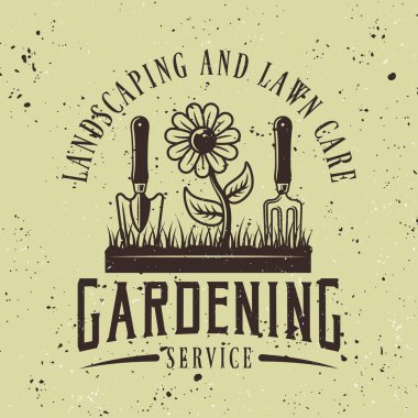 Hizmet vektör renkli amblem veya rozeti Bahçe