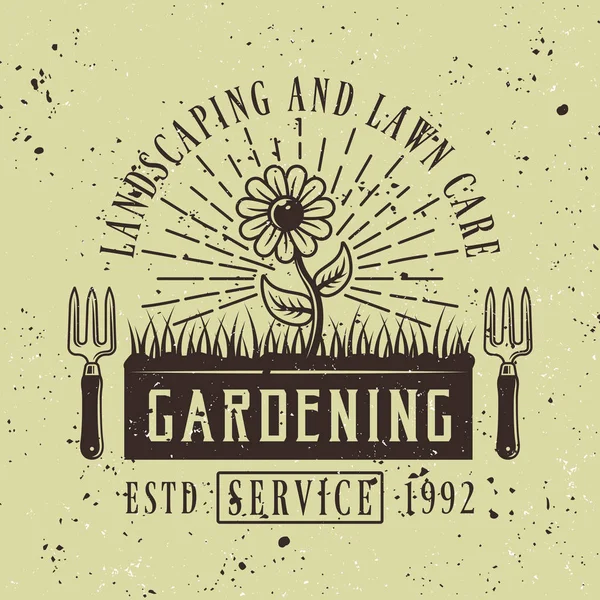 Flower emblema colorato vettoriale per il servizio di giardinaggio — Vettoriale Stock