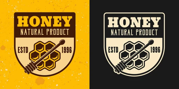 Natural honey product two colored vector emblems — Διανυσματικό Αρχείο