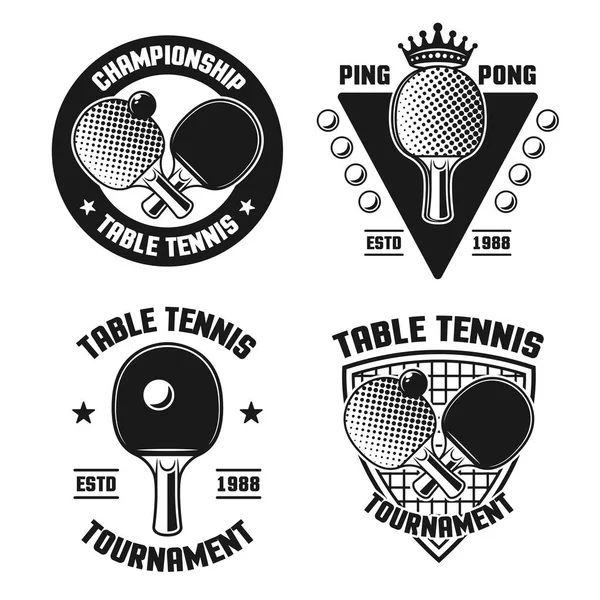 Table tennis set of four vector vintage emblems — Stockový vektor