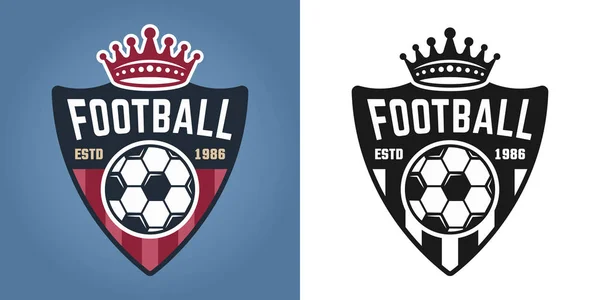 Escudo de fútbol vector dos estilos emblemas o insignias — Vector de stock