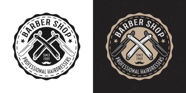 Düz jilet ile berber vektör rozet