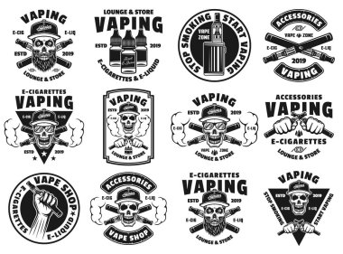 Vaping ve elektronik sigara Amblemler vektör