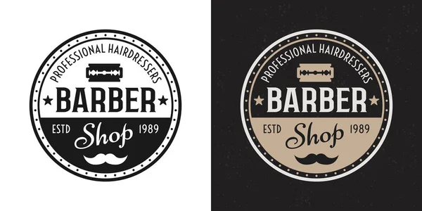 Barbería vector dos estilo negro, placa de color — Vector de stock