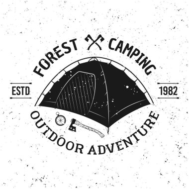 Kamp çadır vektör vintage tek renkli amblem