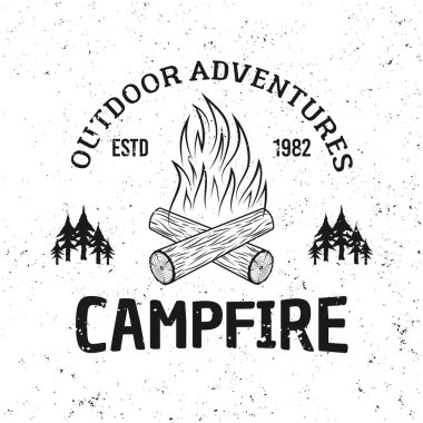 Kamp ateşi vektör vintage tek renkli amblem
