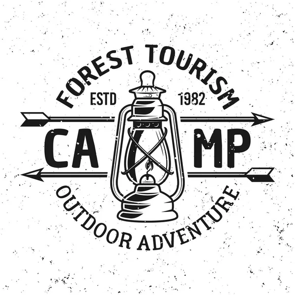 Kamp vektör vintage amblemi gaz fener ile