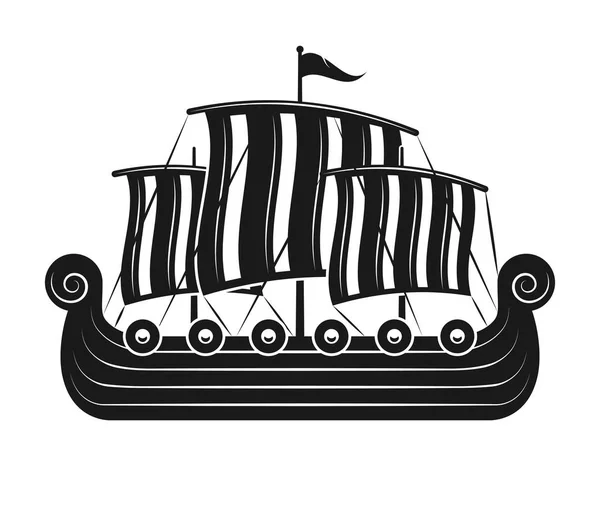 Barca a vela vichinghi o vettore scandinavo drakkar — Vettoriale Stock