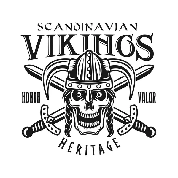 Kask ve kılıç vektör amblemi kafatasında Viking — Stok Vektör