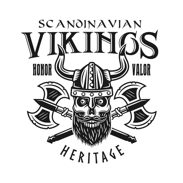 Viking skull en gekruiste assen vector embleem — Stockvector