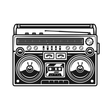 Eski stil müzik boombox siyah vektör çizim