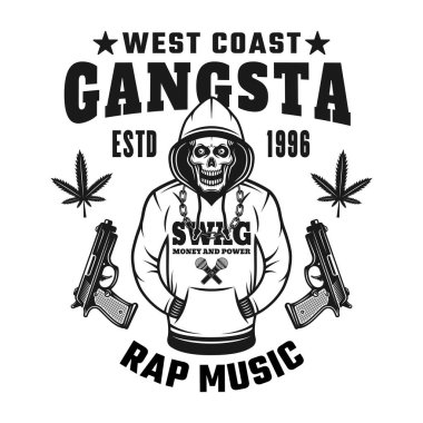 Kafatası hoodie vektör amblemi, rozet, etiket, logo