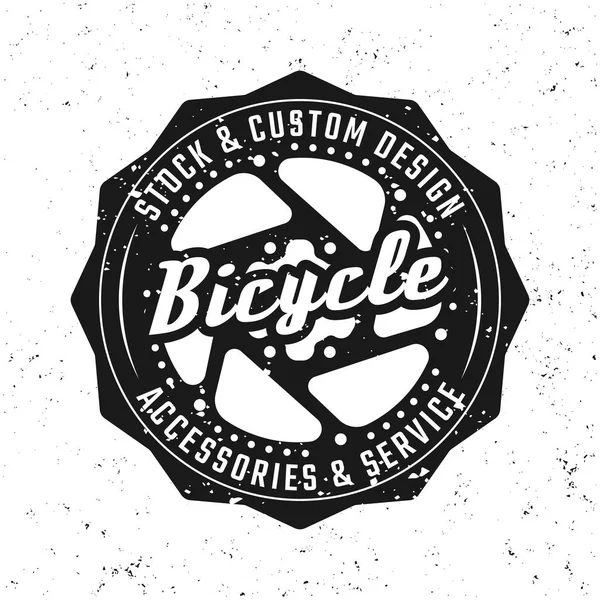 Bicicleta engranaje vector negro emblema, insignia, etiqueta — Vector de stock