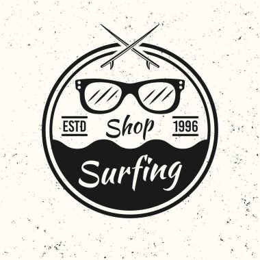 Siyah vintage yuvarlak amblemi güneş gözlüğü ile sörf