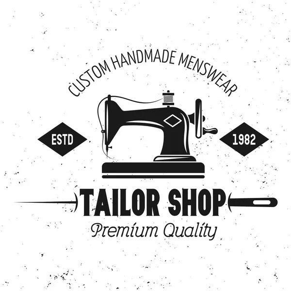 Tailor shop vektor znak s šicí stroj — Stockový vektor