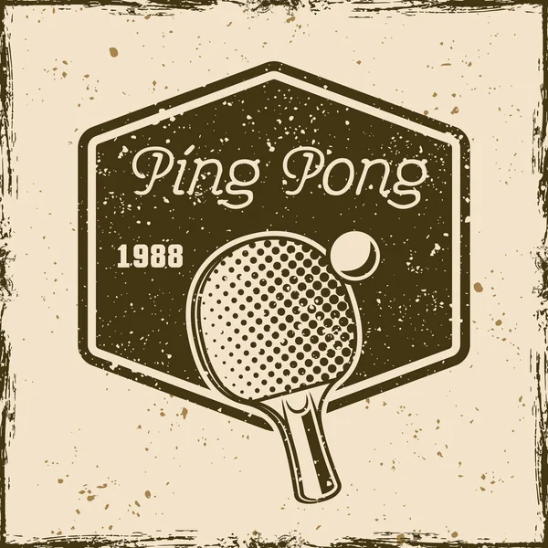 Ping pong o ping pong emblema vettoriale vintage — Vettoriale Stock