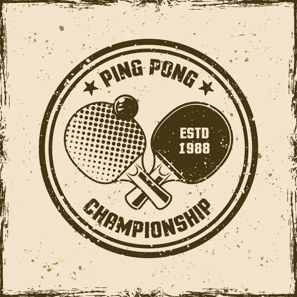 Ping pong vintage round emblem vector illustration — Stock Vector