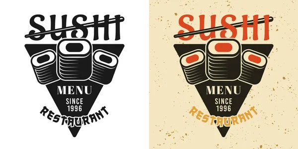 Three sushi roll vintage emblem