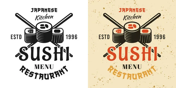 Sushi Restaurant Vector Vintage Emblem — Stockvektor