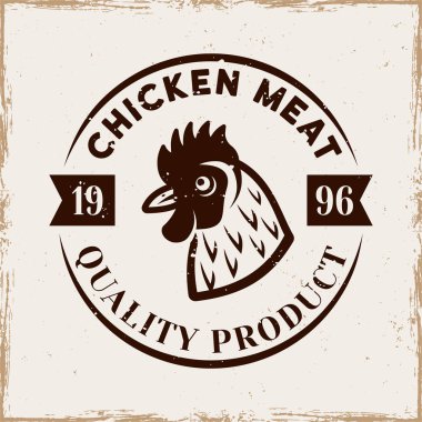 Tavuk vektör yuvarlak amblemi, etiketi, rozeti veya logosu