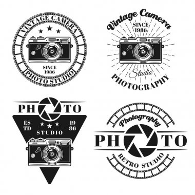 Vektör amblemleri fotoğraf ve fotoğraf stüdyosu seti