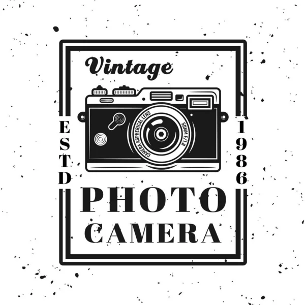 Zabytkowe zdjęcie aparatu fotograficznego emblemat w stylu retro — Wektor stockowy