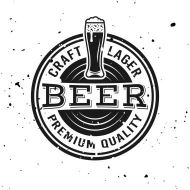 Bira vektör yuvarlak amblemi, etiketi, rozeti veya logosu