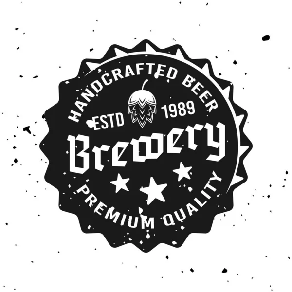 Tampa de cerveja com emblema de vetor de texto em estilo vintage — Vetor de Stock