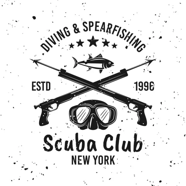 Club de buceo y emblema de vector de pesca submarina — Vector de stock
